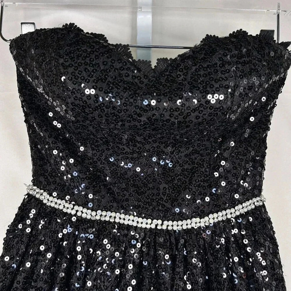 City Triangle Sequin Party Dress Size 1 Small Pearl Rhinestone New Year’s Formal - Picture 4 of 11